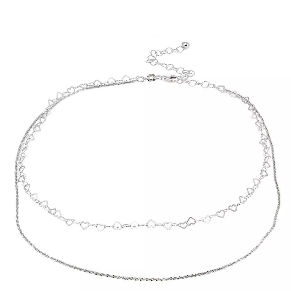 Sterling Layered Heart & Twist Rope Necklace - Picture 4 of 5